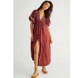 Free People Samantha Button Up Dress Shirt Large